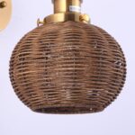 1-Light Traditional Rattan Golden Wall Sconce Light - Image 11