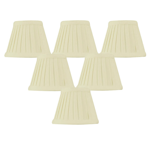 5"W x 4"H Set of 6 Crisp Linen Pleated Clip-on Candelabra Lampshade