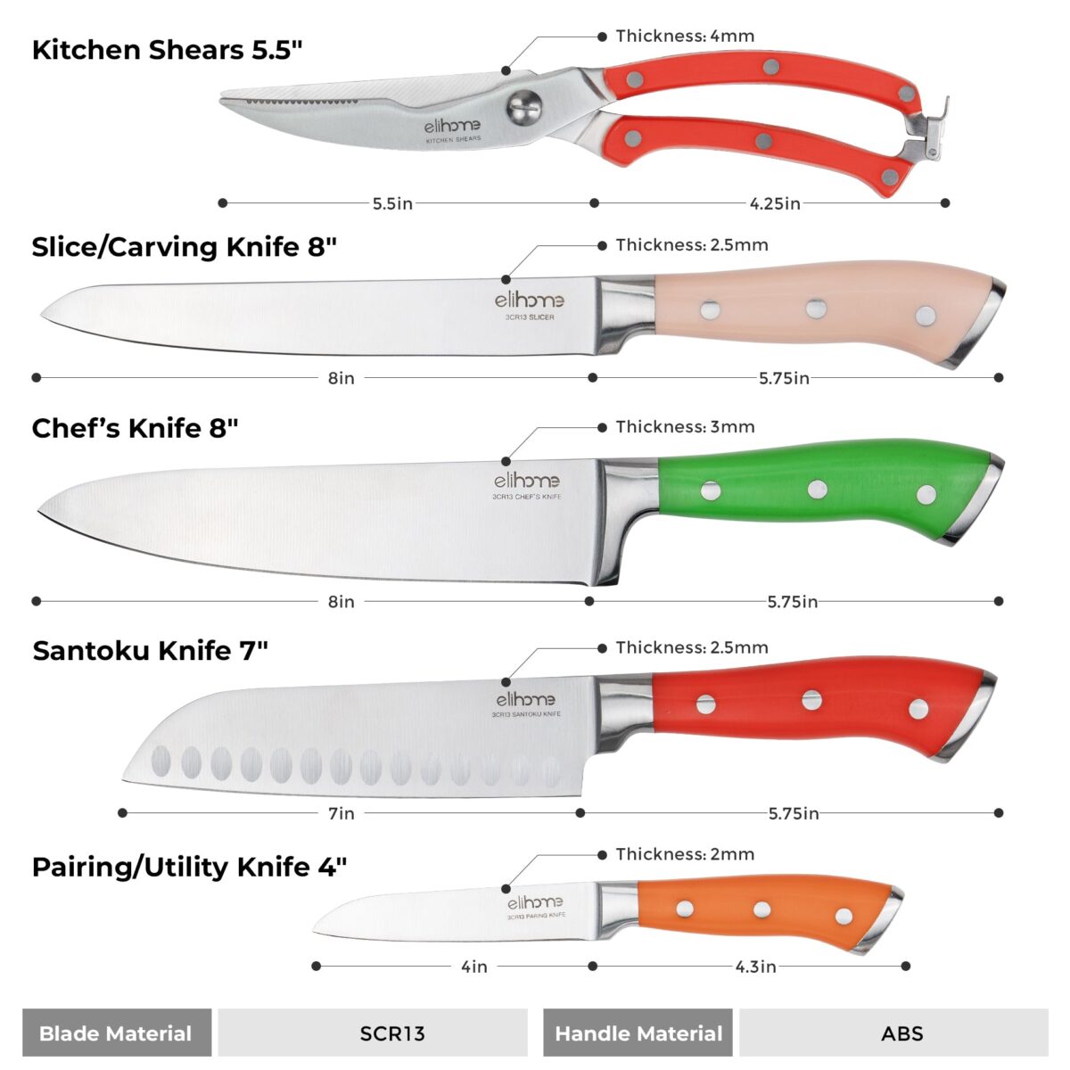 5 Piece Professional Kitchen Knife Set - Image 3