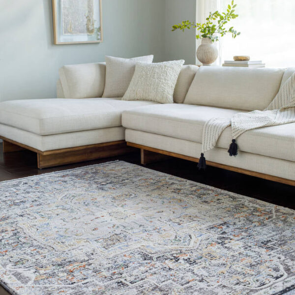 Amiee Traditional Black/Denim Area Rug