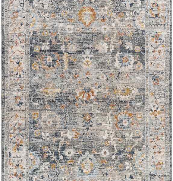 Anesia Traditional Charcoal/Dark Blue Area Rug