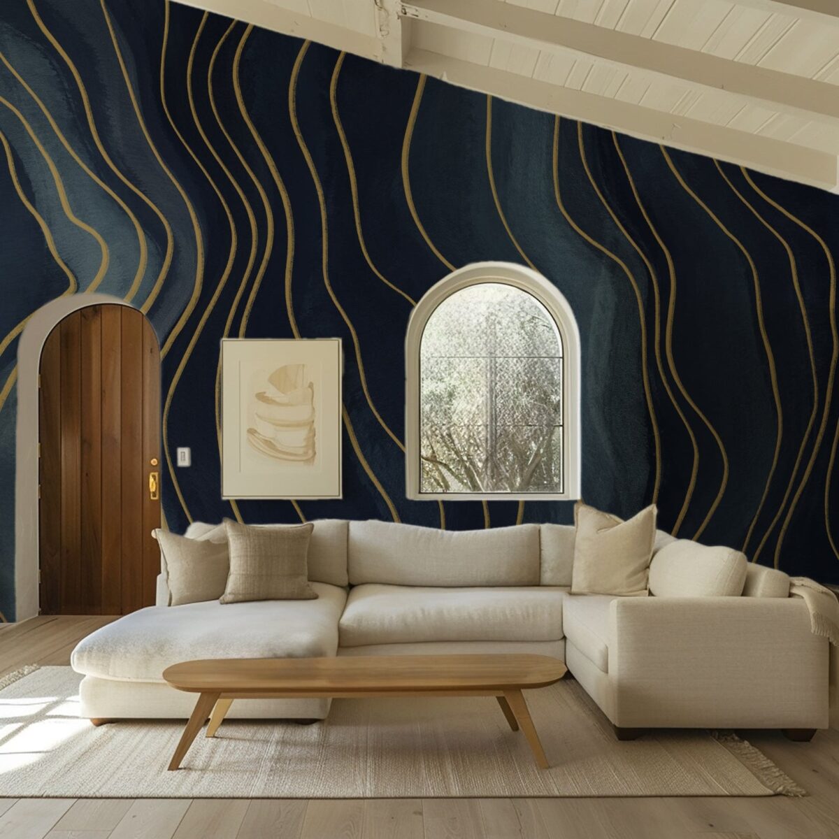 Abstract Navy Blue Removable Wallpaper Mural - Image 1