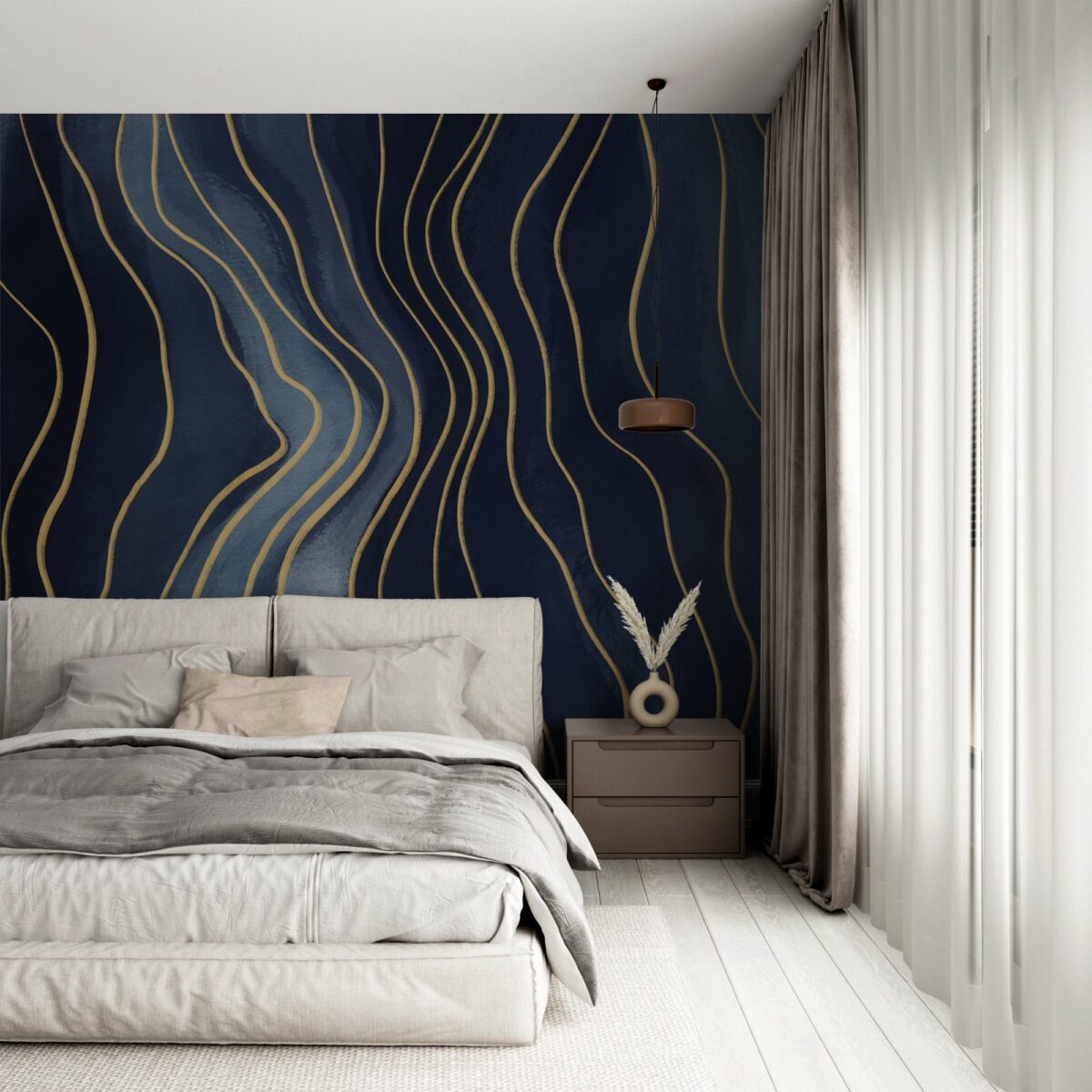 Abstract Navy Blue Removable Wallpaper Mural - Image 2