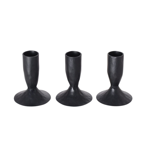Set of 3 Black Iron Candleholders – Modern Elegance for Home Decor and Candlelight Ambiance
