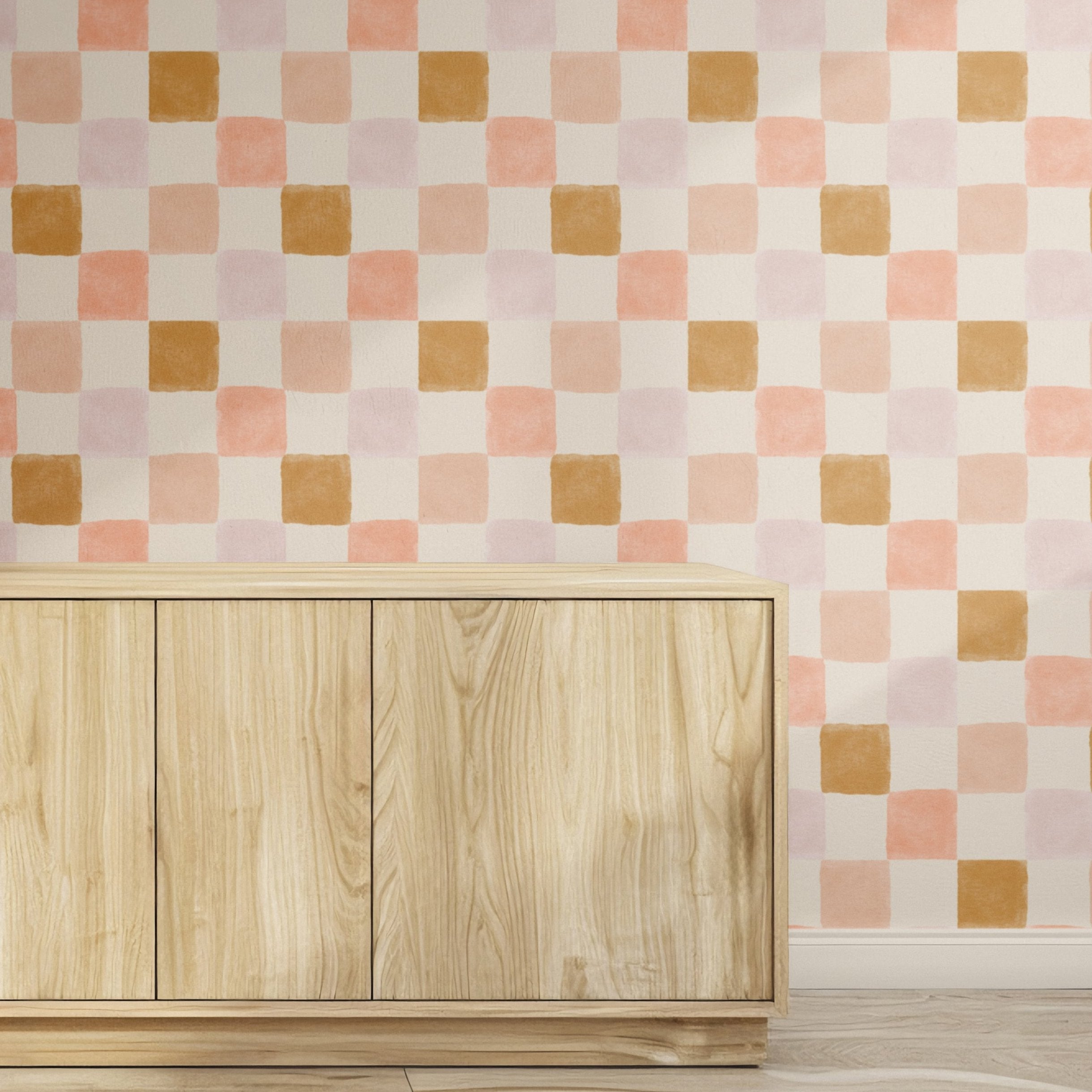 Checkered_8-min_c7b16e8f-85d3-48f2-85b1-eecf3465dc13 Artisan Checkered Wallpaper - Warm Terracotta and Mustard Tones - Image 6