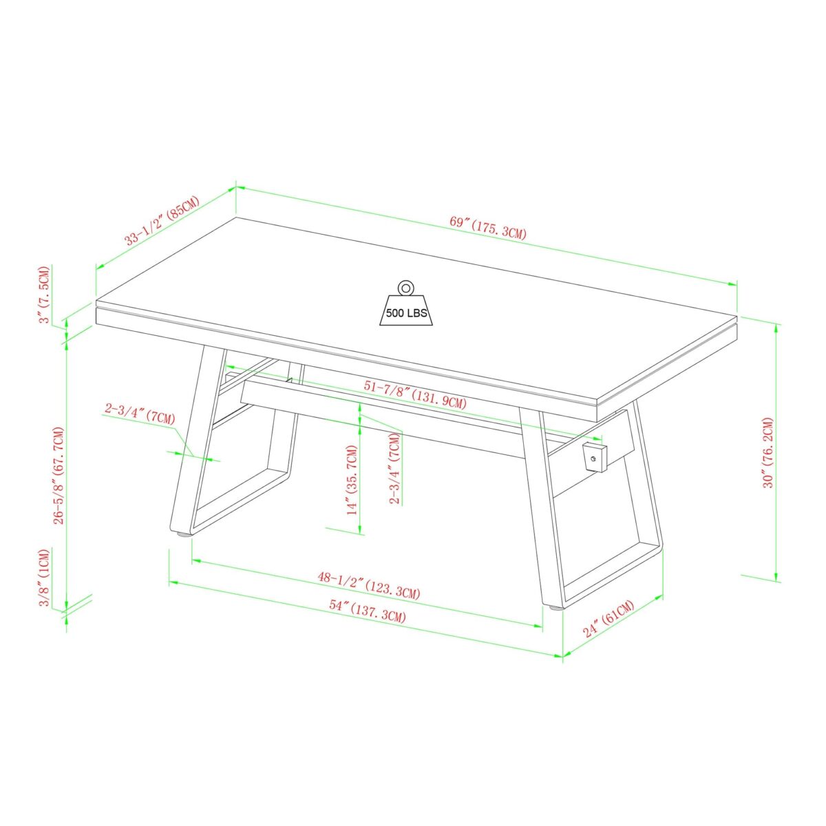 Brickell Modern Industrial Bridge-Leg Dining Table & Desk - Image 11