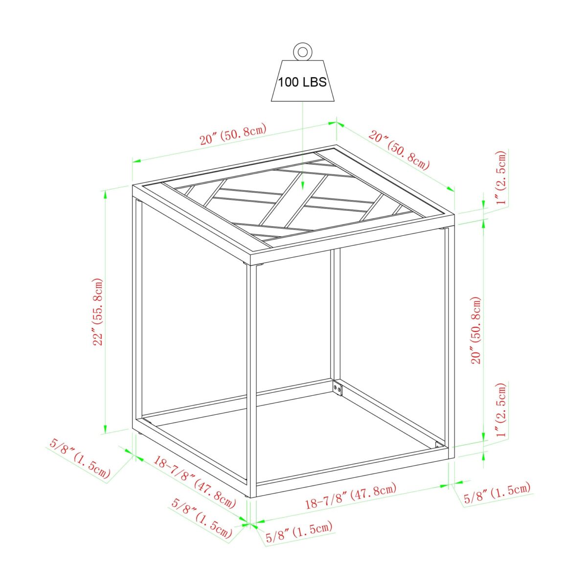 Parquet 20" Square Side Table - Image 4