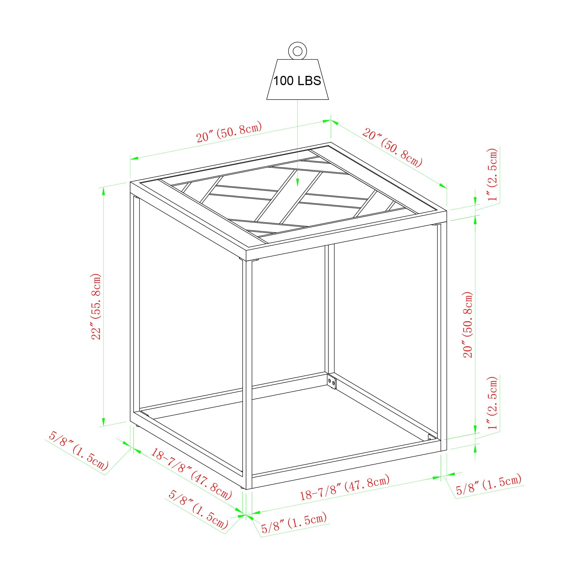 L-PRQL8K Parquet 20" Square Side Table - Image 4
