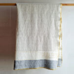 Handcrafted 100% Linen Ivory Throw Blanket with Grey Stripes - 50" x 70" Elegant Home Decor - Image 6