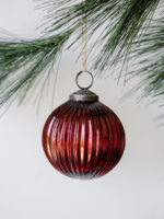 Set of 4 Handcrafted 3" Bordeaux Mouthblown Glass Ornaments with Antique Topper - Image 5