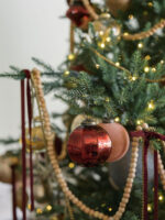 Set of 4 Handcrafted 3" Bordeaux Mouthblown Glass Ornaments with Antique Topper - Image 3