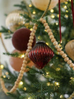 Set of 4 Handcrafted 3" Bordeaux Mouthblown Glass Ornaments with Antique Topper - Image 4