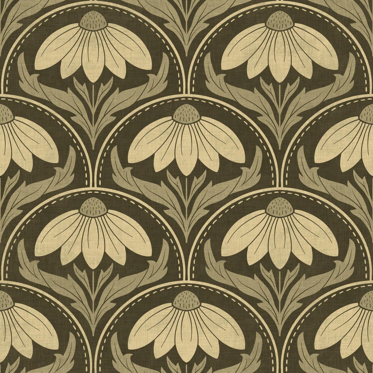 Scalloped Coneflower Wallpaper - Vintage Floral Elegance - Image 8