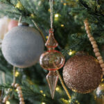 Set of 4 Handcrafted 4" Antique Bronze Beaded Glass Ornaments with Jute Hanger and Antique Topper - Image 3